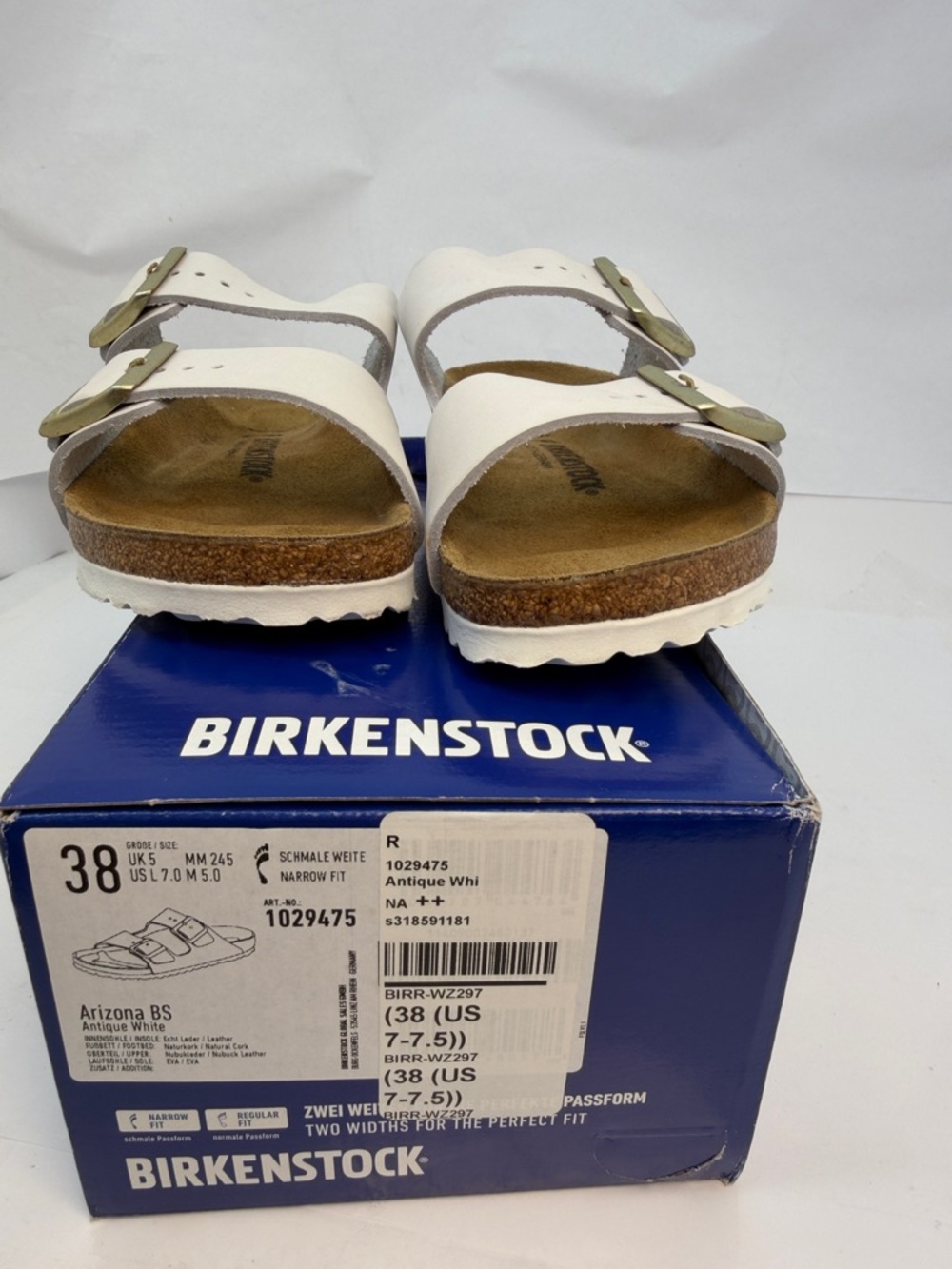 BIRKENSTOCK Arizona Sandal in Antique White suede slip on - Picture 4 of 6